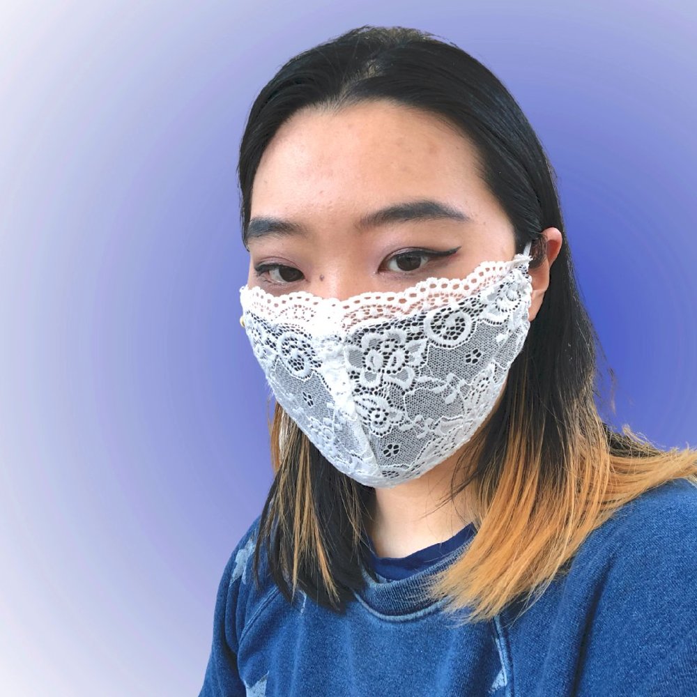 White Black Lace Face Mask Dust mask Fashion mask - Picture 5 of 5